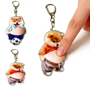 Cute Acrylic Puppy Squishy Keychain – Soft Big Belly Squeeze Toy, Stress Relief Fidget, Perfect Gift for Friends, Couples & Everyday Fun