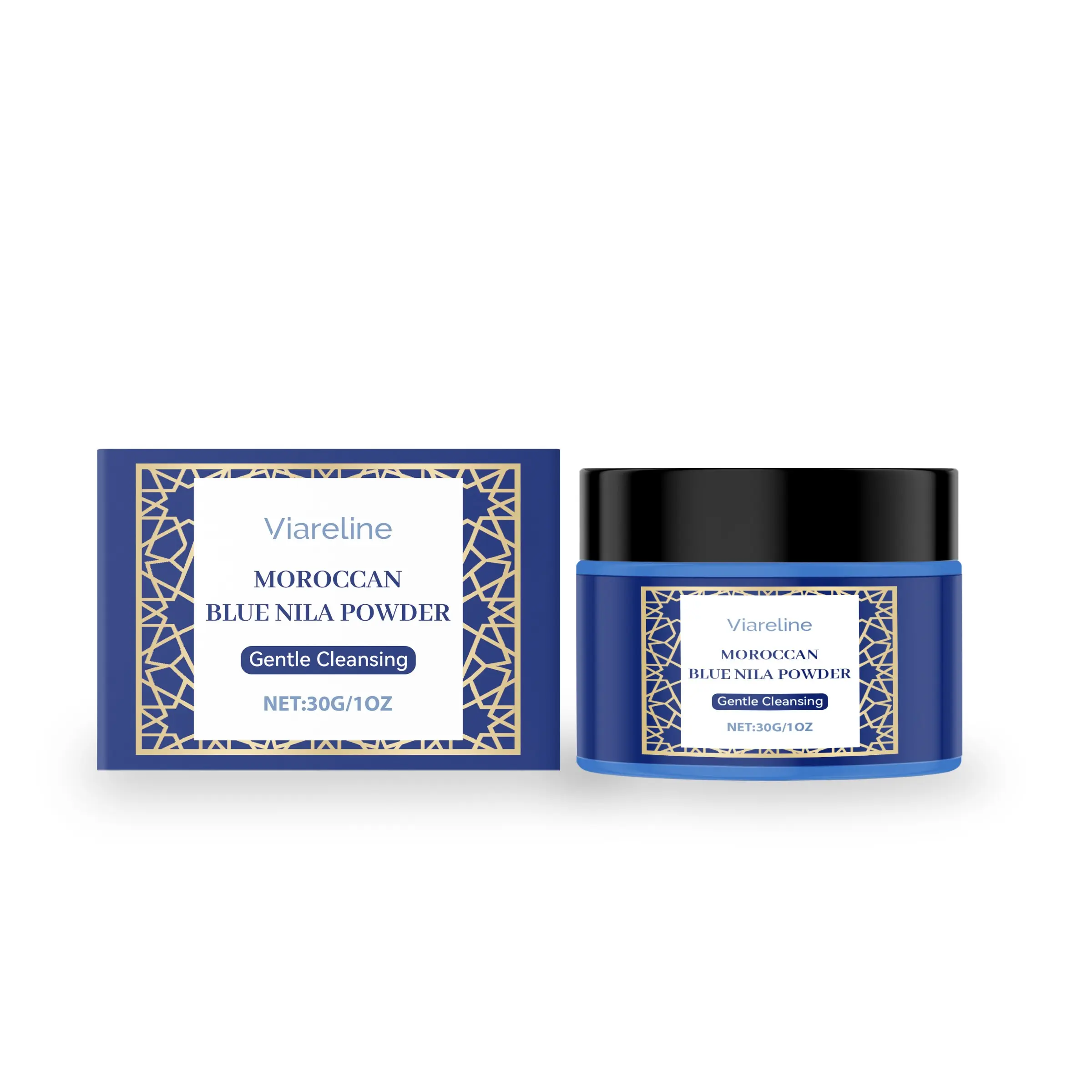 Viareline Moroccan Blue Nila Brightening Facial Mask Powder, Gentle Deep Cleansing, Hydrating & Moisturizing Modeling Mask Powder with Alpha Arbutin, Even Skin Tone