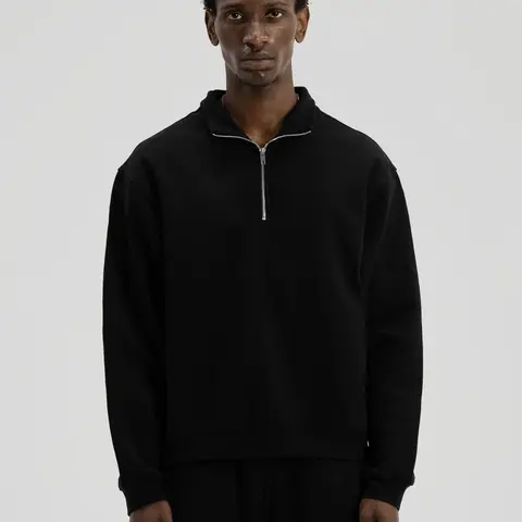 600 GSM 'Black' Quarter Zip Sweatshirt