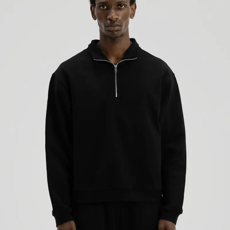 600 GSM 'Black' Quarter Zip Sweatshirt