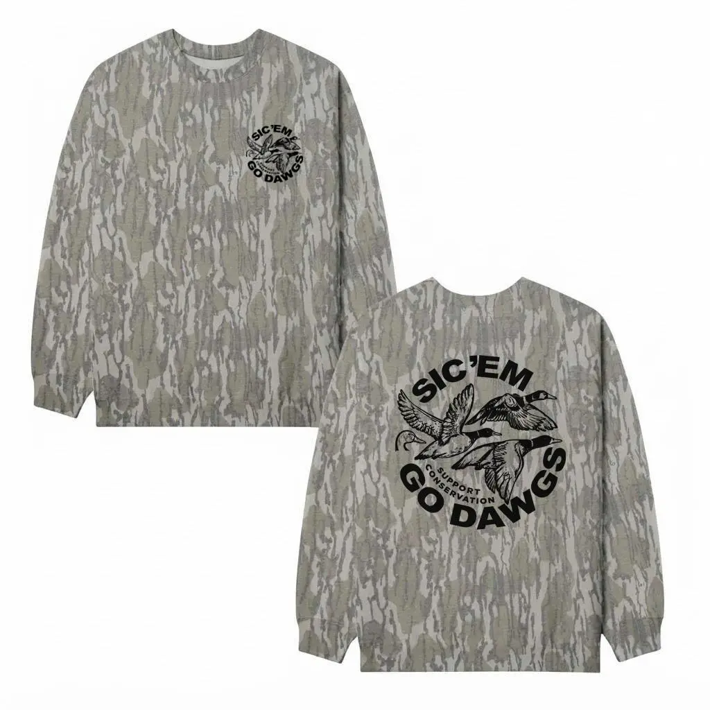 Sic Em Go Dawgs Camo SweatShirt, Georgia Football Gameday Camouflage Tee, Gift for Georgia Hunter Dad, 3D Camo Print T sweatShirt