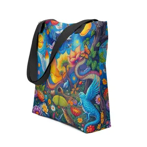 Lillyin Love Designer Boho-Chic Large Fantasy Nirvana Tote Bag Eco-Conscious Soft Cotton Straps Made in USA for Yoga Meditation SuppliesGreat Gift for Your Yogini