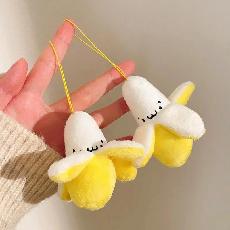 Cartoon Banana Plush Keychain Cute Small Fruit Doll Pendant Keyring for Girls Bag Ornaments Student Book Accessories Gifts
