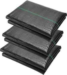 5 x 10 Feet 3 Pack Weed Barrier Fabric Garden Landscape Weed Blocker Woven Fabric Heavy Duty Ground Cover Mat