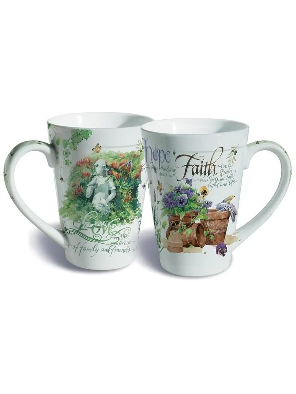 Lissom Design 35075 12 oz Porcelain Mug - Dishwasher Safe, Faith-Hope-Love Kitchen Drinkware