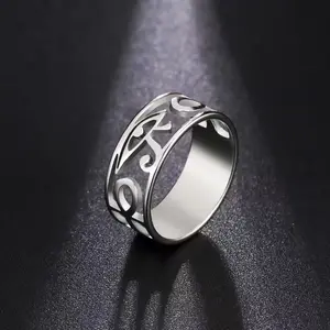 Hollow Ancient Egypt Eye of Hours Rings for Women Stainless Steel Ra Udjat Finger Rings Wholesale Amulet Jewelry Gift