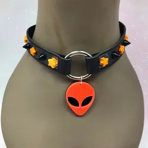 Orange black alien star necklace Halloween costume ufo