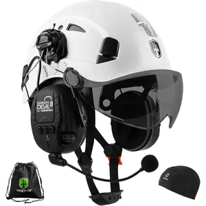 Safety Helmet Hard Hat with Visor and Bluettoth Ear Muffs Vented Work Helmet for Men and Women ANSI Z89.1 Approved Hardhat Ideal for Industrial & Construction