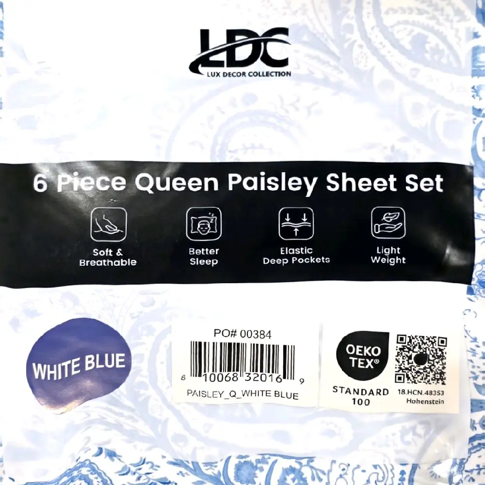 6 piece king paisley sheet set