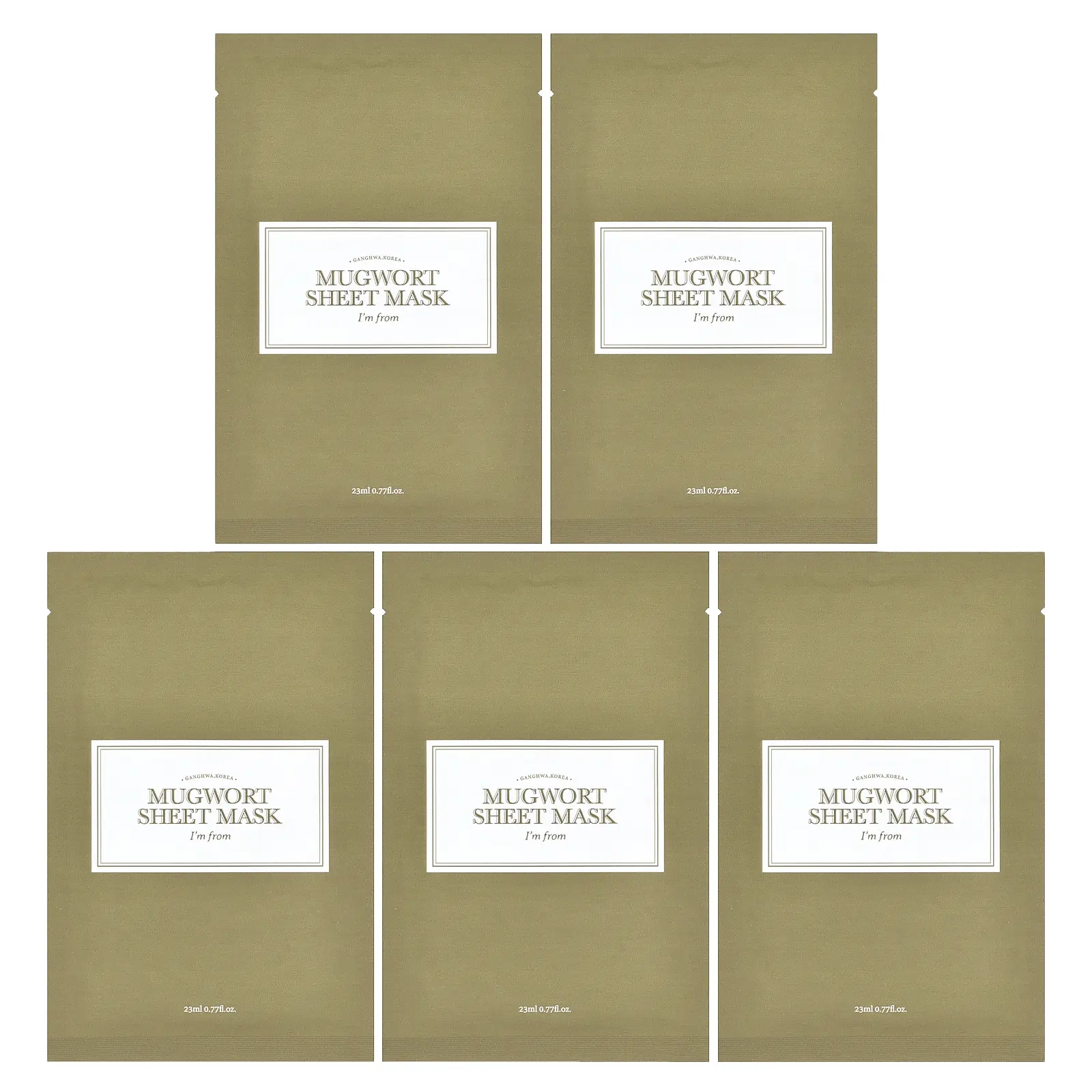 I'm From Mugwort Beauty Sheet Mask, 5 Sheets, 0.77 fl oz (23 ml) Each