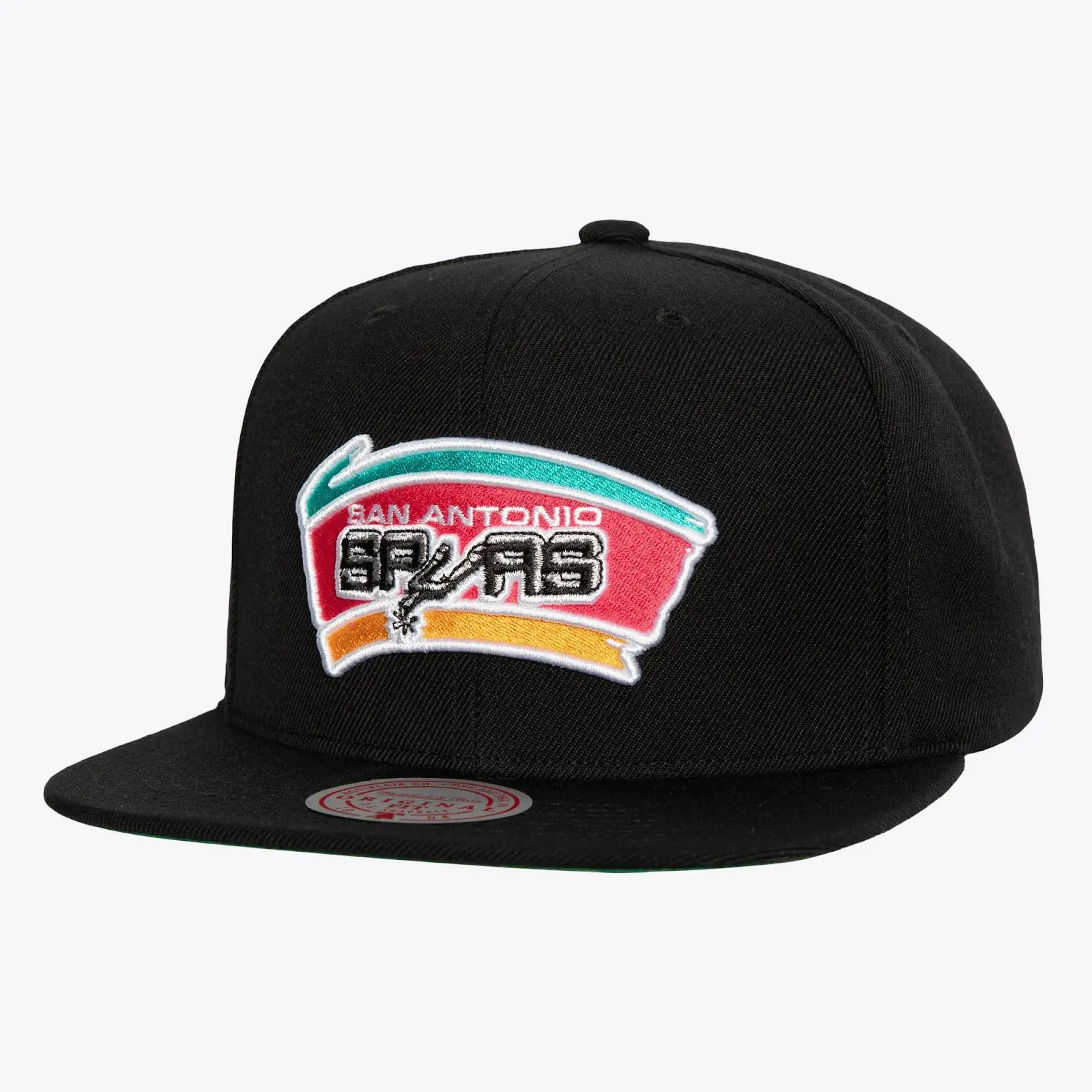 San Antonio Spurs Black Hardwood Classics Top Spot Snapback Hat NBA Throwback Cap Adjustable Fan Gear Mitchell & Ness