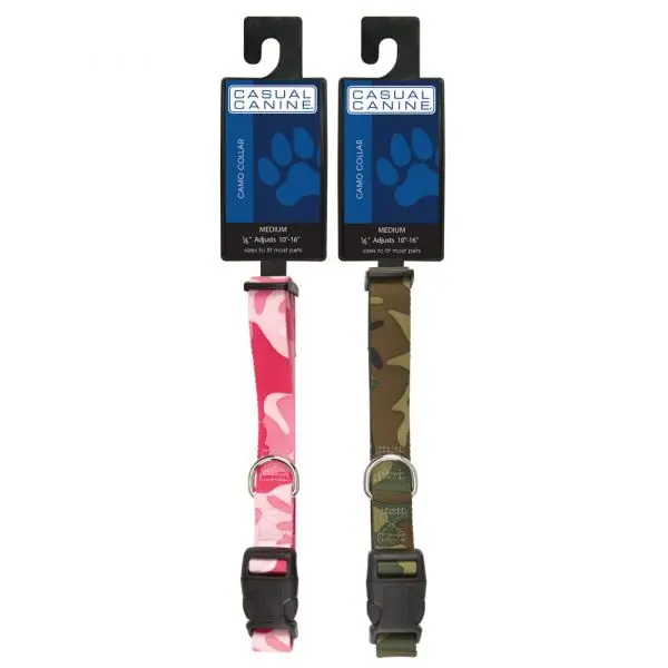 Casual Fully Adjustable Camouflage Dog Collar, Green, Casual Canine ZA6741, 18-26 in. Size, Ideal for Outdoors Pet Collars & Accessories