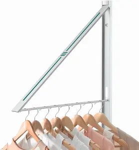 Clothes Drying Rack Wall Mounted Retractable Folding for Clothes Hanging and Laundry Room Organization Storage Aluminum Silver (1 PC) DarMeyFull