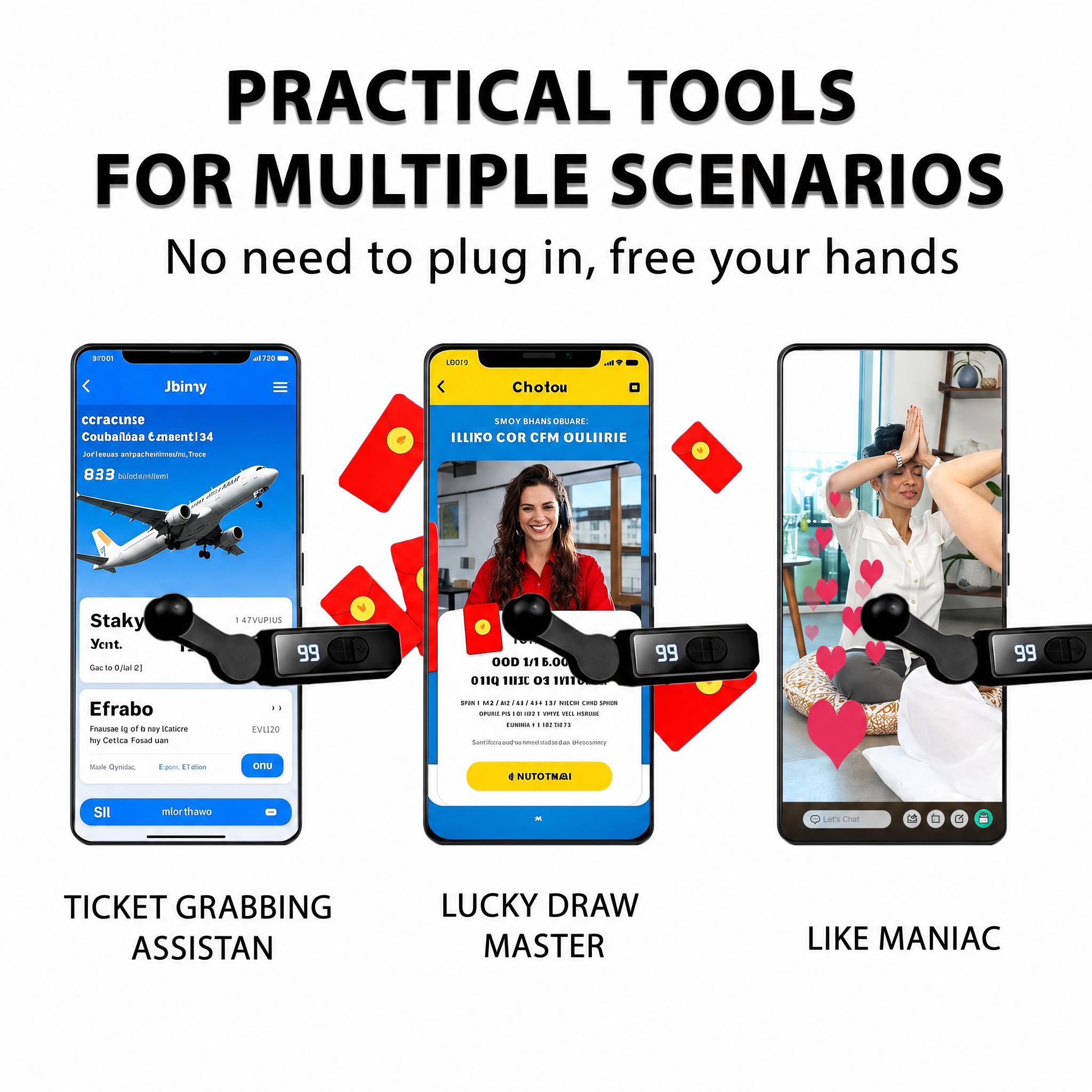 2026 Auto Clicker Adjustable-Speed Phone Tapper Silent Wireless Portable Fast-Click Device 120mAh Battery 8 Hours Use No Bluetooth Pairing Ideal for TikTok Instagram Live Games