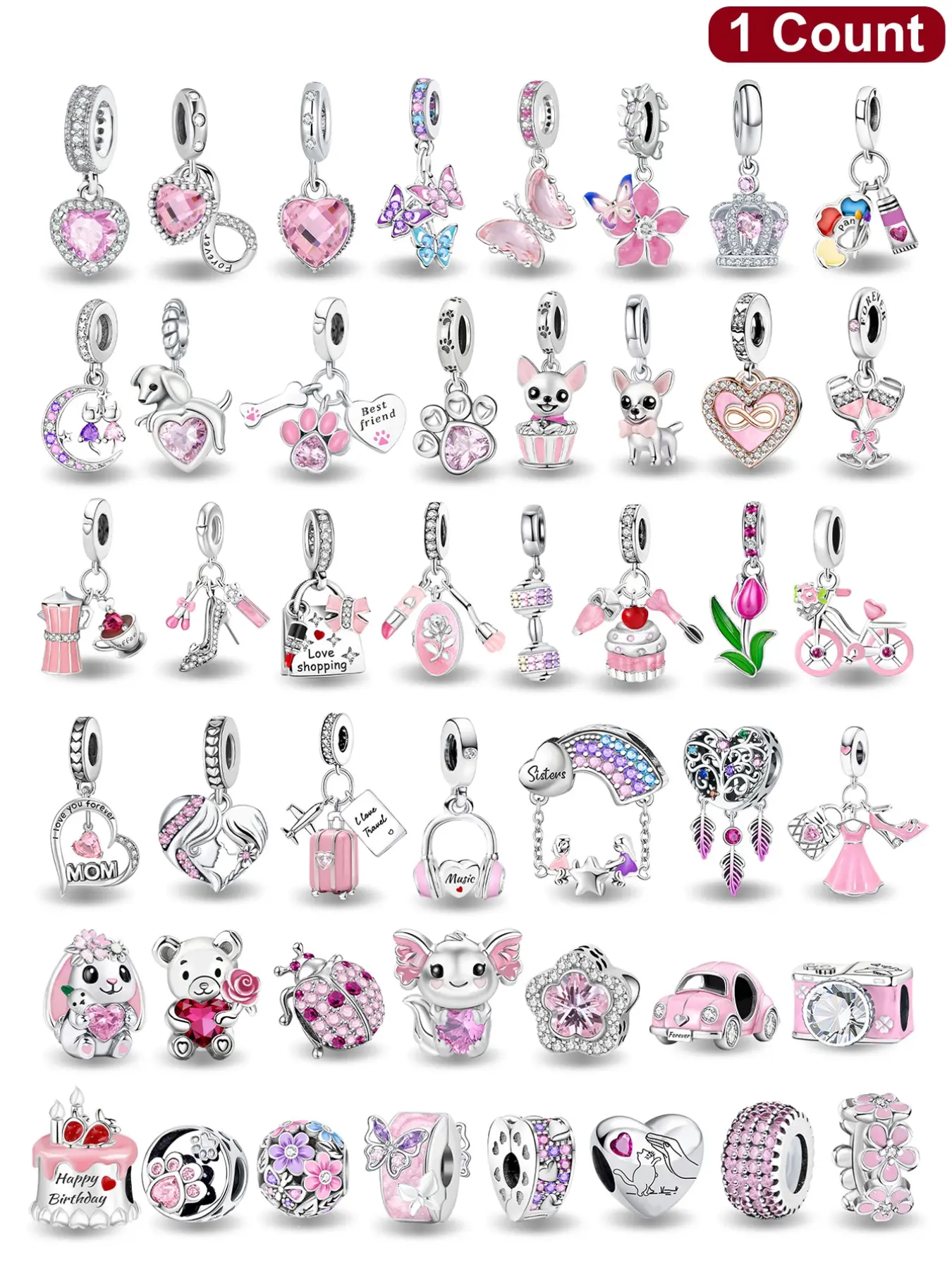 Cute Cartoon Bear & Rabbit & Flower & Car Design Charms, Diy With Charms, Jewelry Making Accessories for Women & Girls, DIY Jewelry Making Kit for Bracelet & Necklace, Charms For Bracelets