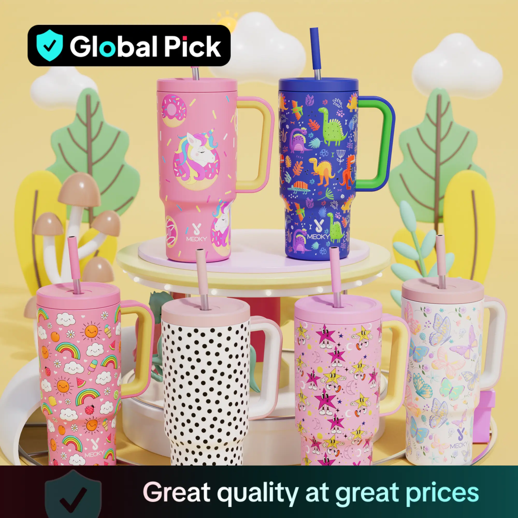 【meoky】 24oz Leak-proof Straw Handle Cup with Lid & Handle, 1 Count Portable Non-slip Stainless Steel Thermos Cup with Straw, Drinkware, Wide Mouth &