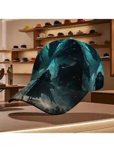 Teal Fantasy Dragon & Warrior Baseball Cap – A striking dark fantasy battle scene print, ideal for gaming and fantasy lovers. This all-season cap offers breathable comfort, an adjustable fit, and durable design, perfect for casual daily wear