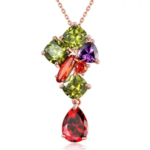 Yeelery Zircon Light Yellow Color Colorful Necklace Pendant for Women