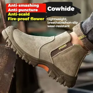 Air-permeable and durable welding safety work training shoes Men's and women's anti-stoal and bulletproof steel toes safety shoes with elastic soles