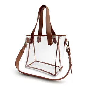 Gameday Bag - Tan Leather / Clear PVC