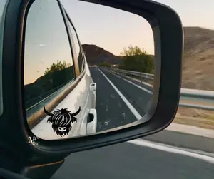 Highland Cow Vinyl Car Decal, Rearview Mirror Cow Vinyl Sticker For Window, Trending Vinyl Decal, Cute Car Accessories, Cow Mini Decal