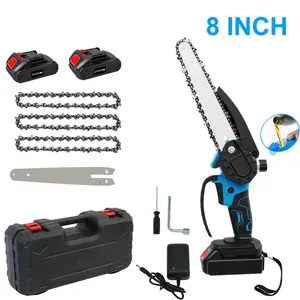 Mini electric chainsaw, cordless chainsaw, tool set for men, 8inch electric chainsaw, with tool box, portable handheld saw, used for tree pruning, wood cutting, gardening tool gift, Halloween and Christmas gift