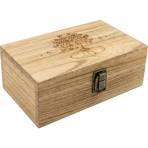 Handmade Jewelry Box, Wooden Decorative Trinket Storage Box for Women, Vintage Home Decor Memory Boxes for Keepsakes, Tree of Life Gift Boxes with Hinged Lid