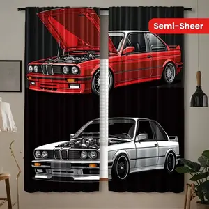 2-Piece Set 2D Flat Print Curtain Rod Pouches, Rustic Style Interior Decoration Accessories Suitable for Bedroom Office Kitchen Living Room Study Home Decor