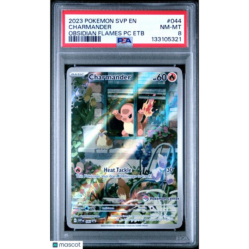 2023 Pokemon SV Promo Charmander #044 Obsidian Flames PC Stamped ETB PSA 8