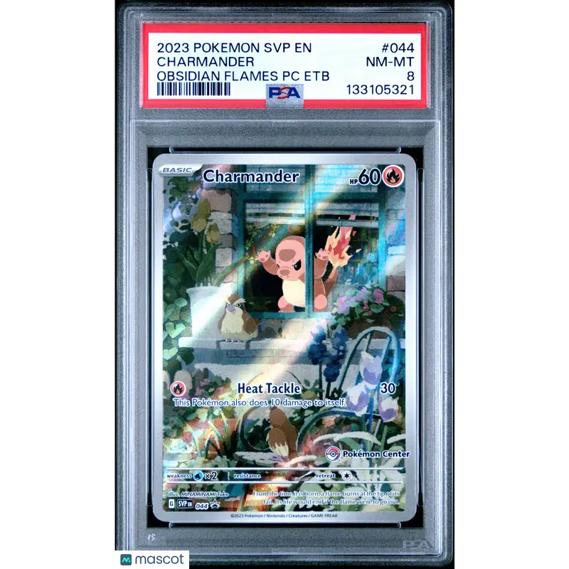2023 Pokemon SV Promo Charmander #044 Obsidian Flames PC Stamped ETB PSA 8