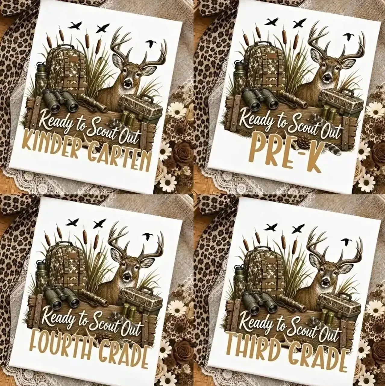 Ready to Scout Out Grade Youth T-Shirt, Deer Hunting Back to School Shirt, Pre-K Kindergarten 1st 2nd 3rd 4th 5th Grade Kids Outfit
