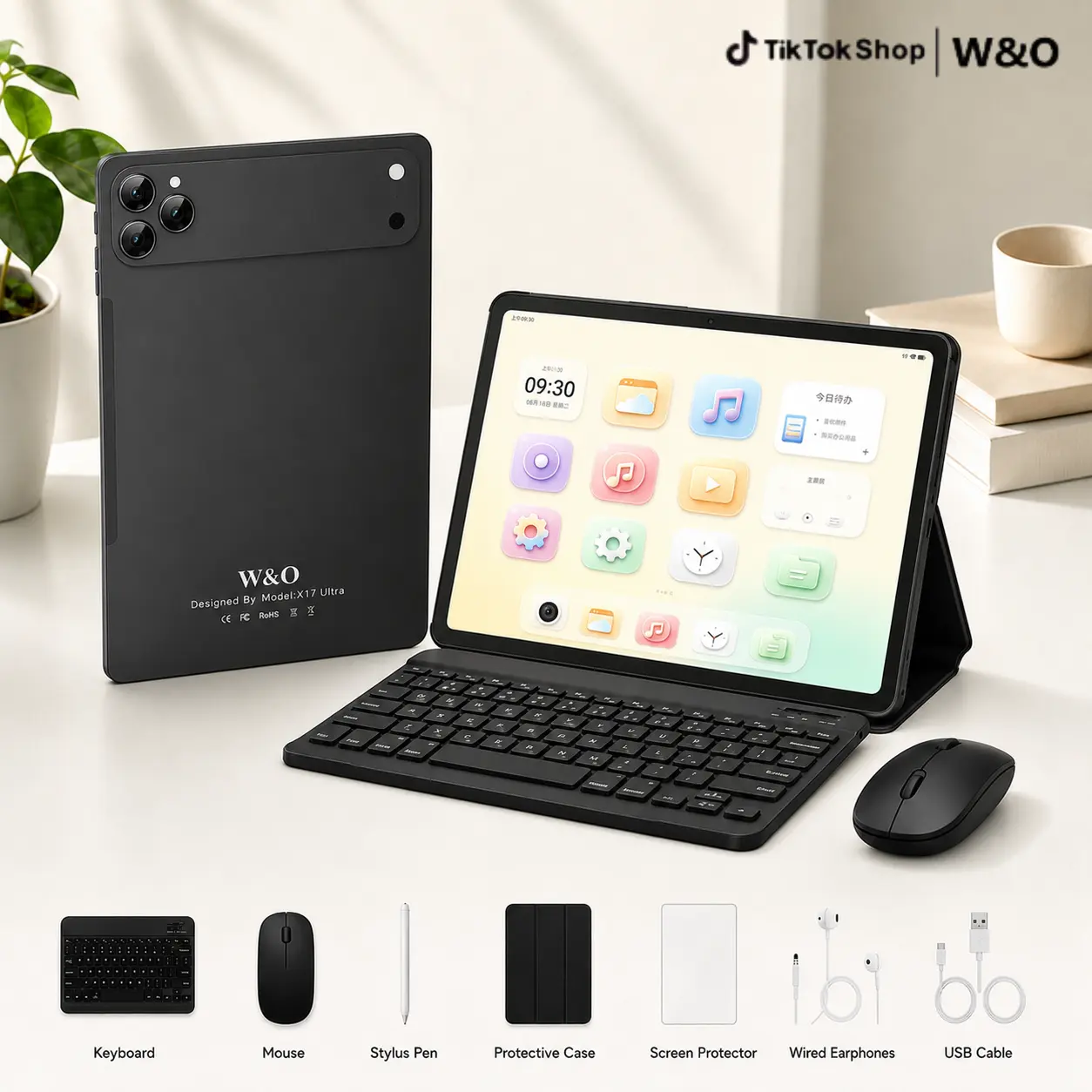 2026 Android 15, 11-inch Tablet, 12GB RAM + 256GB Expandable Storage, Long Lasting Battery, Large HD Screen, 10000mAh Battery, 5G WiFi, Portable Device with Keyboard, Mouse, Case, Stylus, Dual Camera, Work, smart