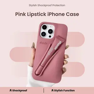 Lip Gloss Phone Case for iPhone 11–17 Pro Max – Comes with Lipstick, Protective Silicone Cover, Trendy Women Phone Case