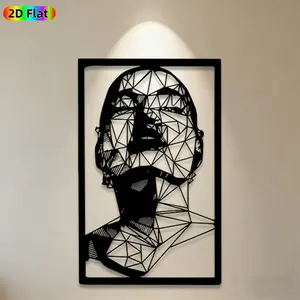 1pc Geometric Human Head Metal Wall Art, Abstract Geometric Statue Mural, Ideal Gift for New Year, Christmas, Modern Art Enthusiasts, Powder-Coated Metal Wall Decor , Perfect for Living Room Wall & Garden Fence, Contemporary Home Decor Accent