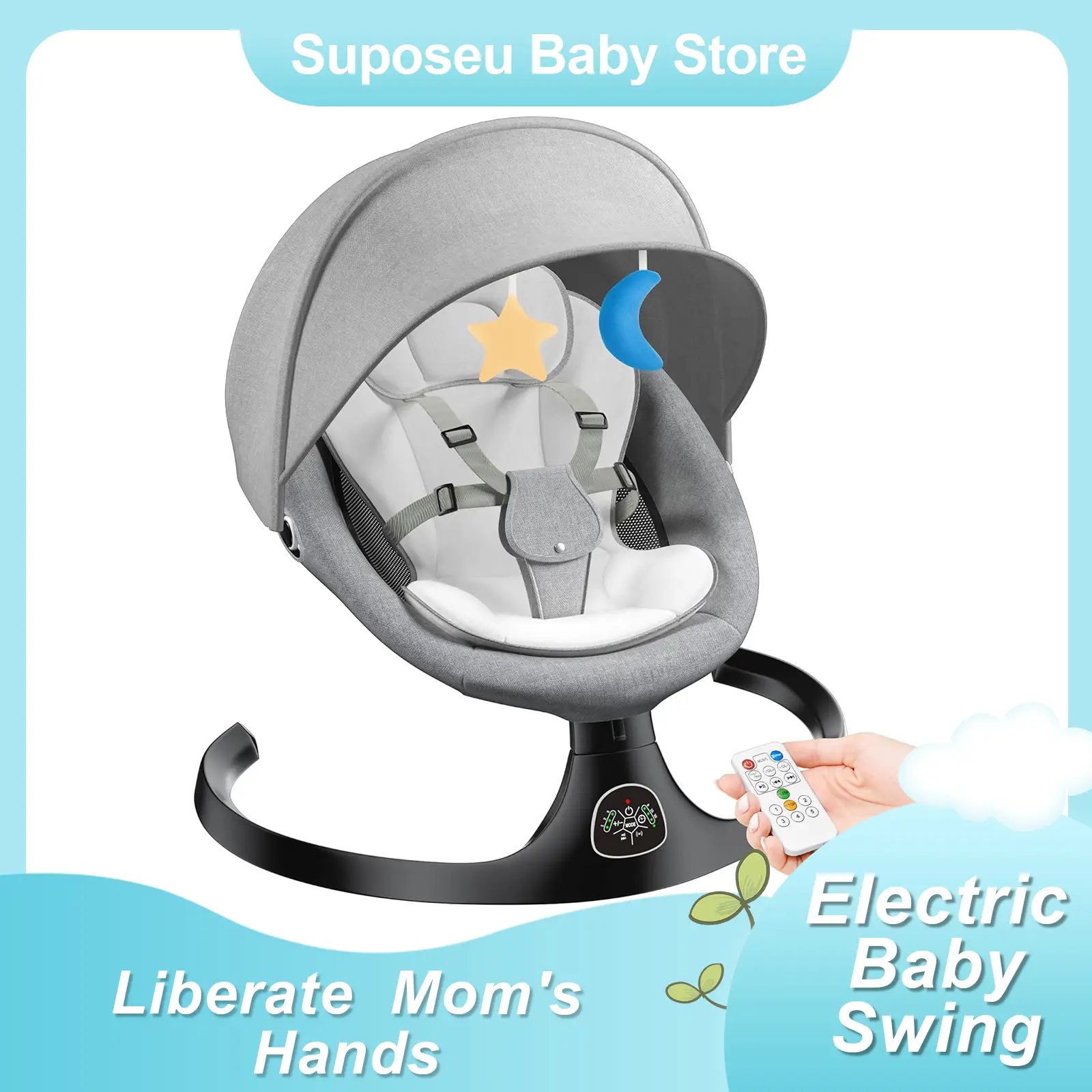 Baby Gift Electric Baby Swing for Infants with 5 Speeds,10 Lullabies,Adjustable Sound Volume,Baby Rocker, Baby Bouncer,Baby Electric Bassinet,Indoor &