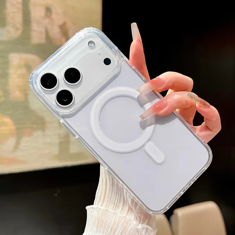 Clear Magnetic  Acrylic Case for iPhone 17 Pro Max 17 Pro 17 Plus 17 Soft TPU Shockproof Slim Transparent Cover Anti-Yellowing Protective Phone Case