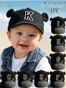 1PC Cute Small Ears 26 Letter Baseball Cap, Breathable Casual Snapback Hat, Adjustable Summer Sun Protection, Unisex Kids Travel Play