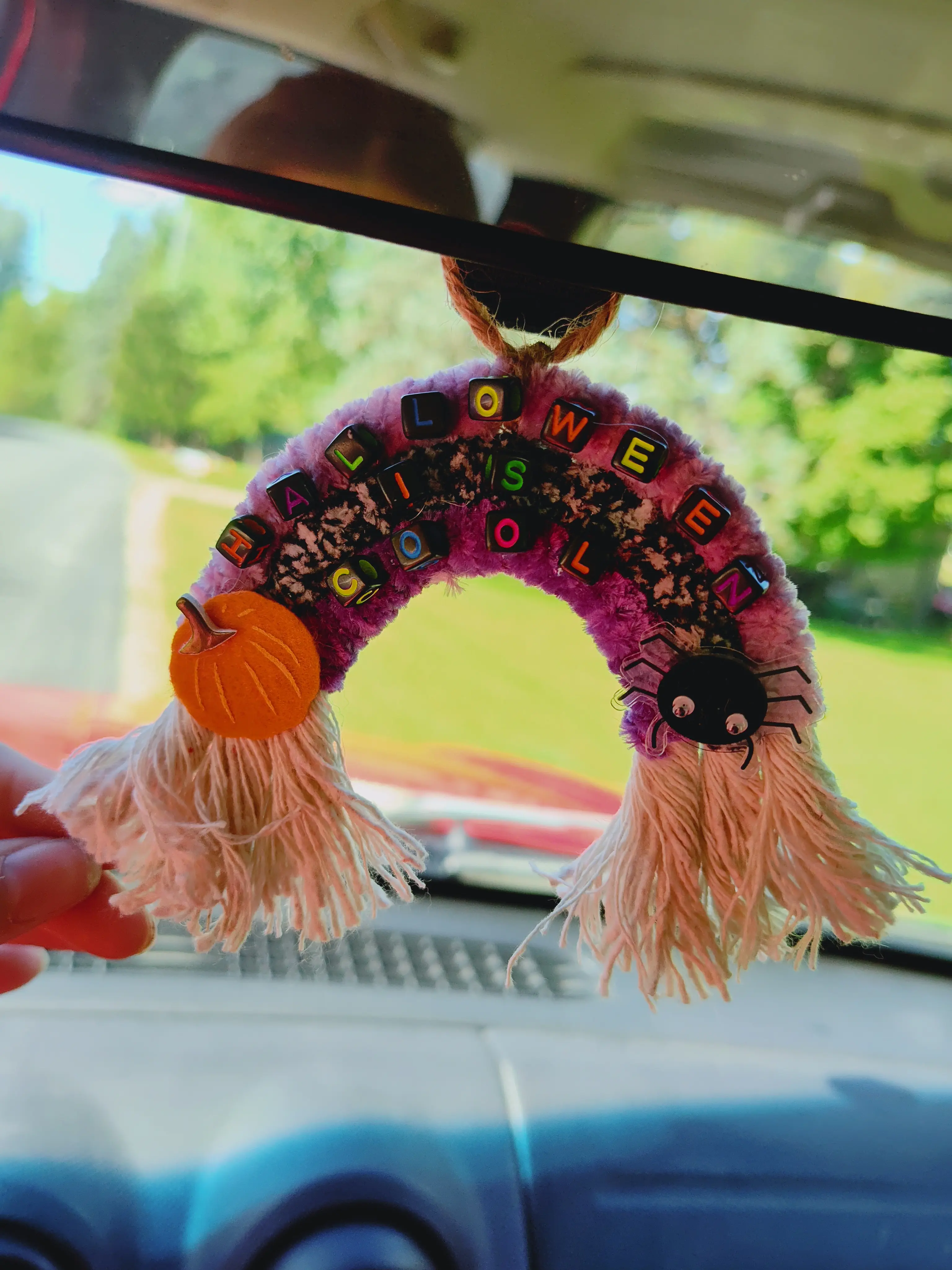 Halloween Is Cool Car Charm, Spooky Macrame Hanging Decor, Ghost Pumpkin Car Accessory, Fall Rearview Mirror Ornament, Gift For Her