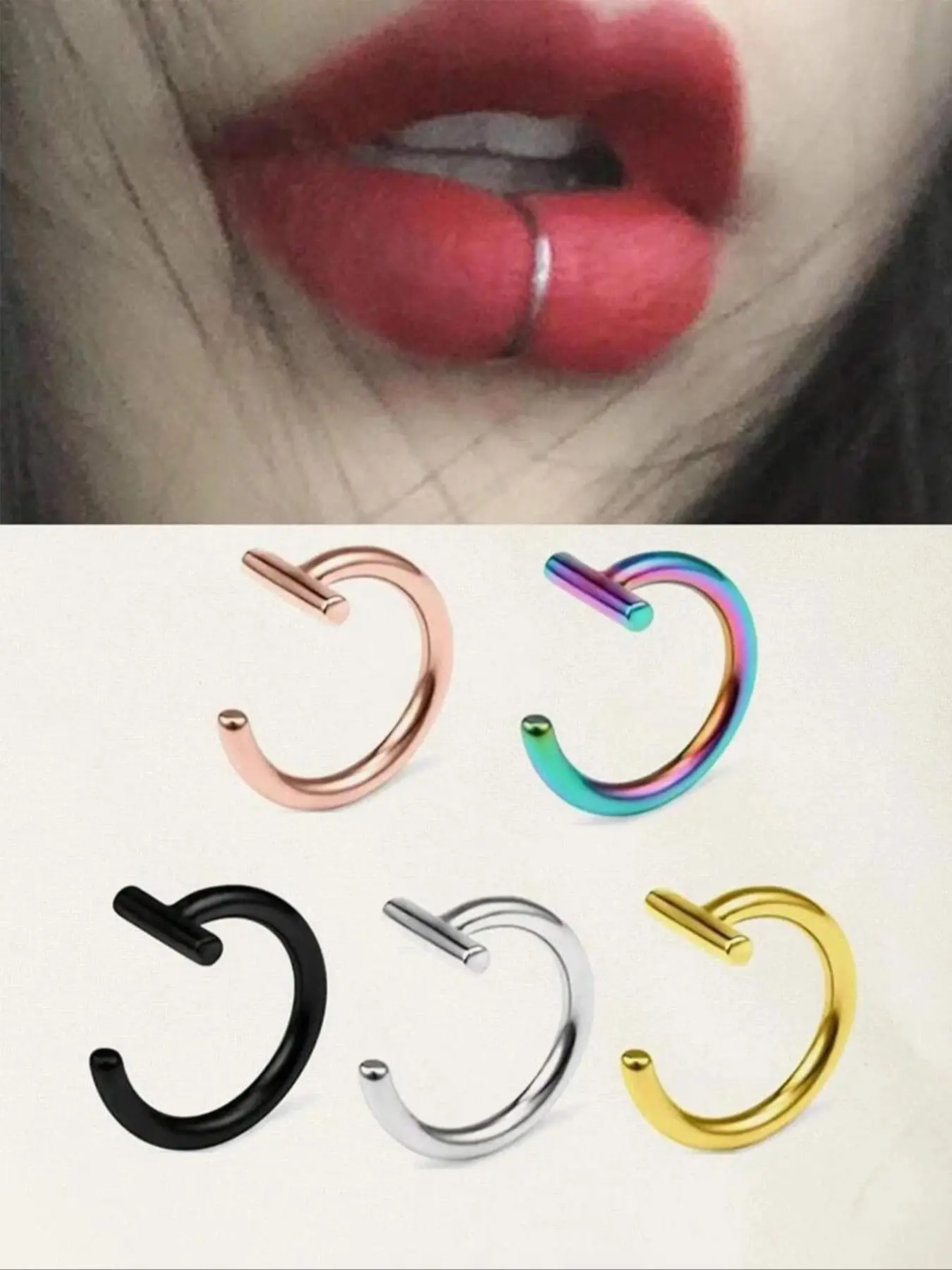 Unisex Street Trend C Shape Lip Rings, Trendy Minimalist Lip Rings, Y2k Chic Body Jewelry for Daily & Party Decor for Men & Women, Bf Gift Basket