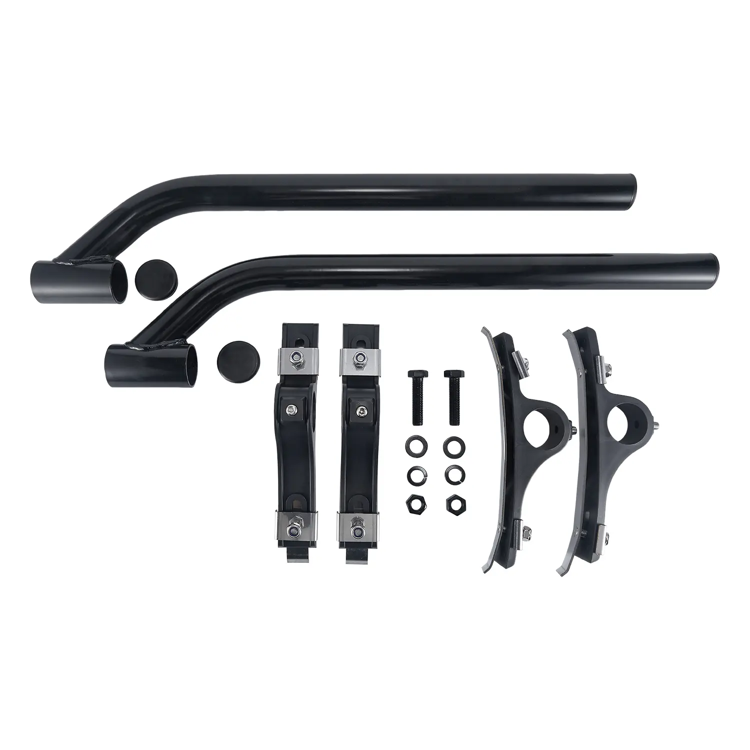 5 Inch Offset Poly Fender Installation Hardware Set | Black Powdercoat Steel Support Brackets with Amber Reflector Cover, Fit Dual Rear Wheel Semi-Truck, Dump & Utility Trailer, OEM Replace #:8591000,8590195,8590245