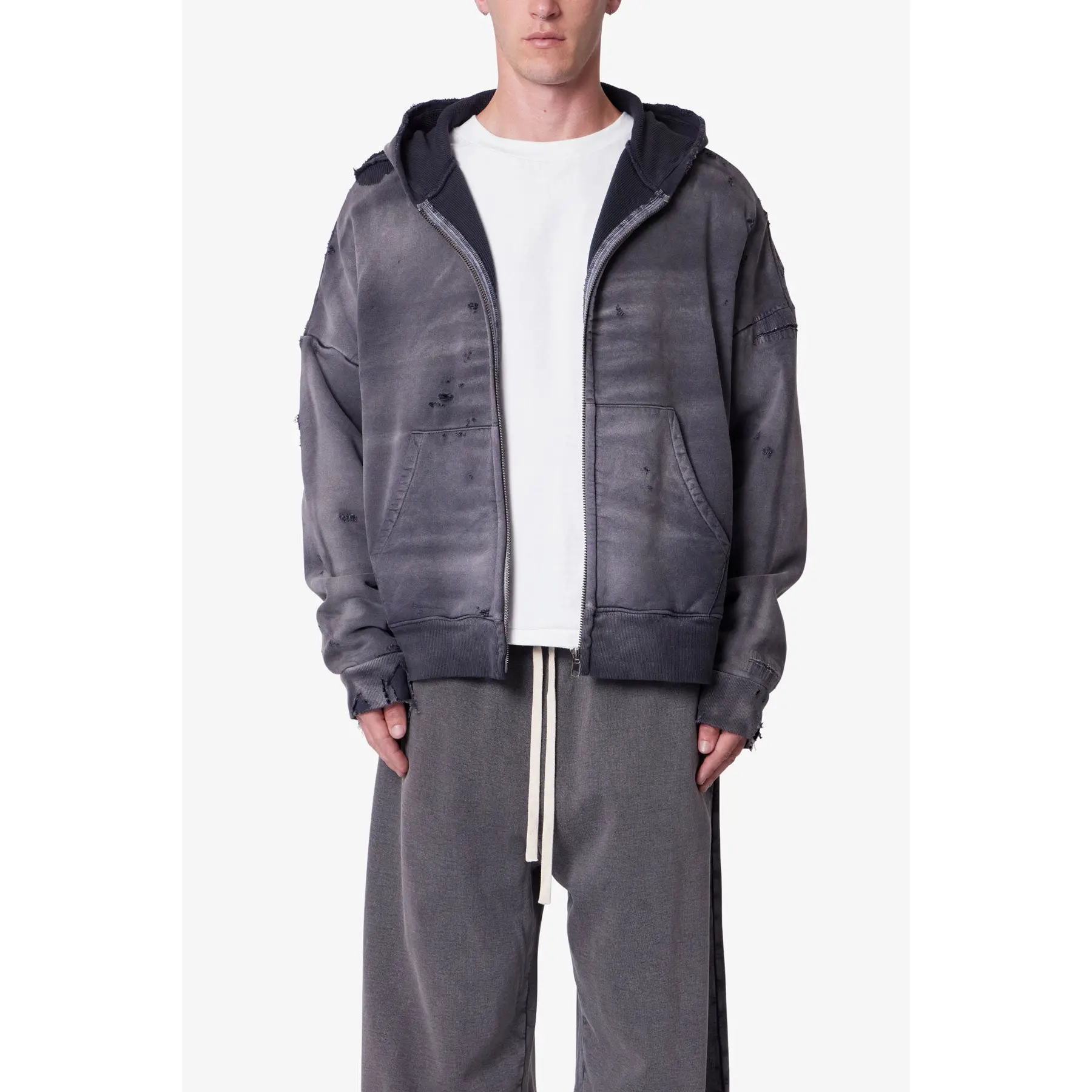 mnml Distressed Thermal Lined Hoodie