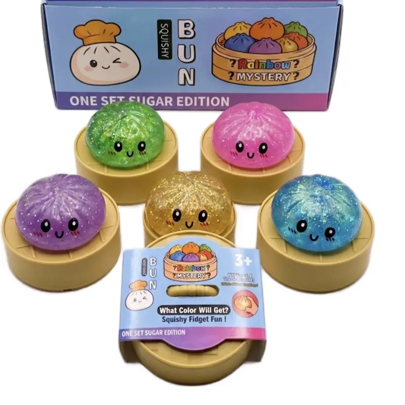 Mini Dumplings Sugar Glitter Edition Cute Squishy, 1 Random Color Squishy Dumpling Mystery, Sensory Toy for Fidget Stress Relief, Oddly Satisfying Novelty Toy