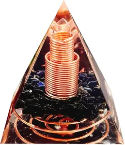 Crystal Column Orgonite Pyramid,Positive Energy Obsidian&White Quartz Orgone Crystal Healing Pyramids,for Reduce Stress Balance Chakra,Meditation Attract Luck,Accumulate Wealth Health natural