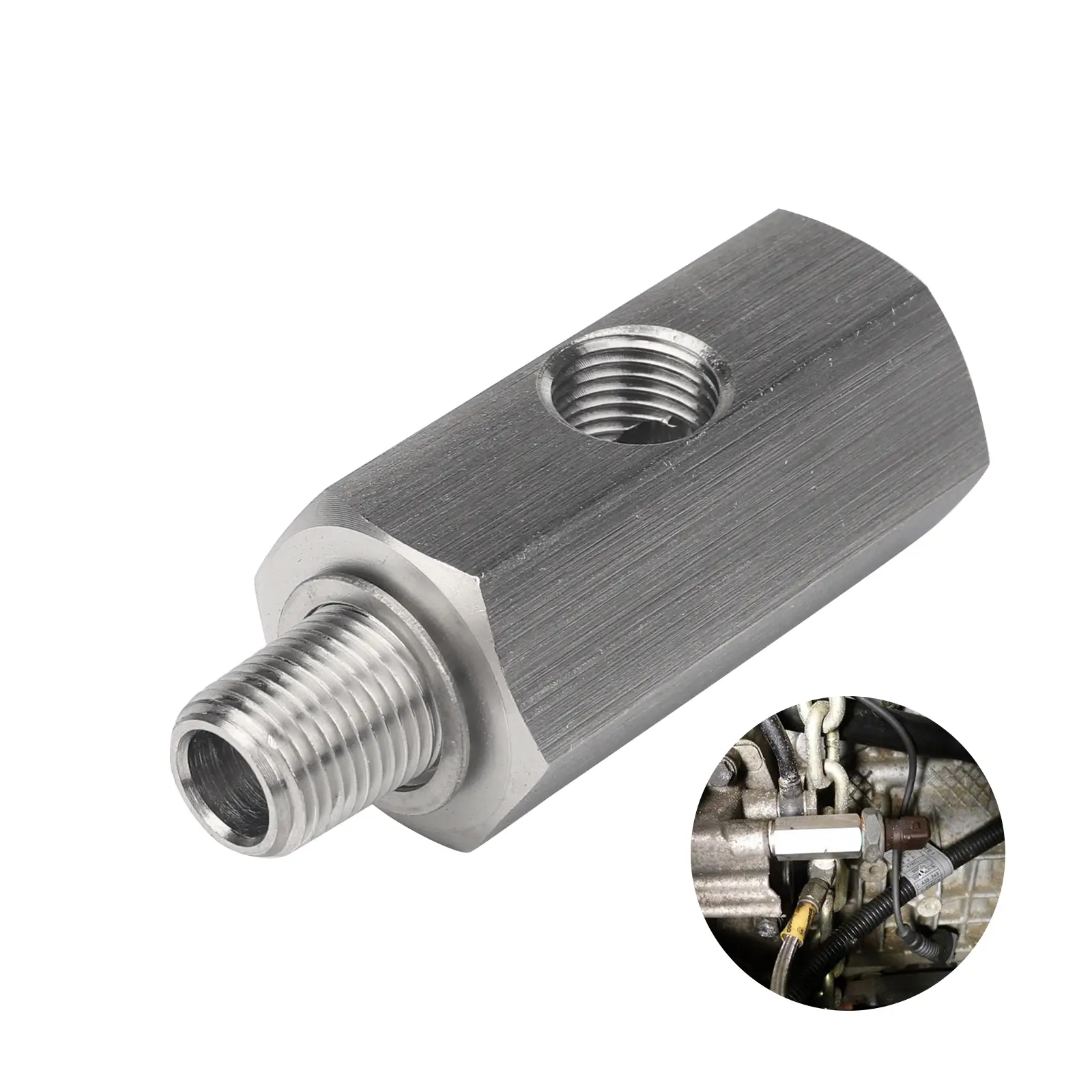 3mirrors 1/8'' BSPT to NPT Oil Pressure Sensor Tee Adapter, 304 Stainless Steel Turbo Oil Feed Line Gauge Fitting for Car Engine Pressure Sensor Connector