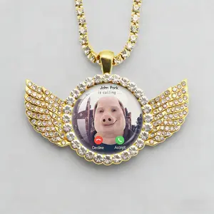 John Pork Is Calling Angel Pendant Necklace Funny Pig