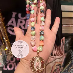 Virgencita de Guadalupe 20" Long Necklace  Medalla en Oro Laminado
