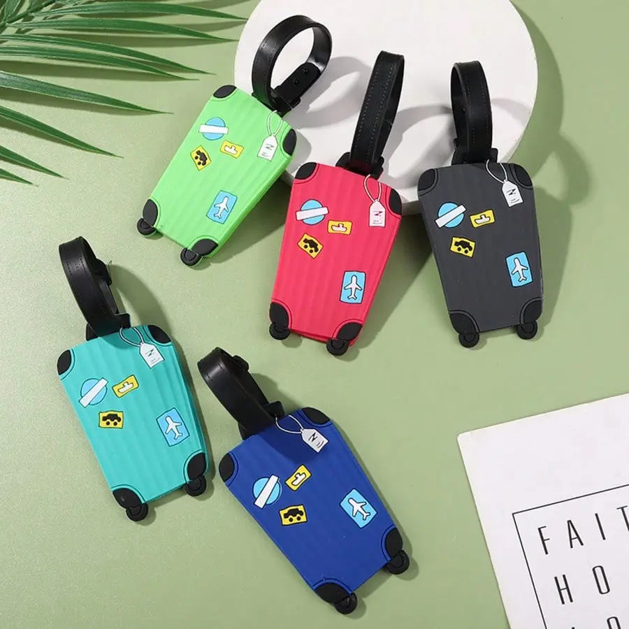 Luggage Tag Silicone With Name Card Quick Discovery Privacy Protection Portable Travel Tag for Vacation Honeymoon College School Bag Flying Cruise