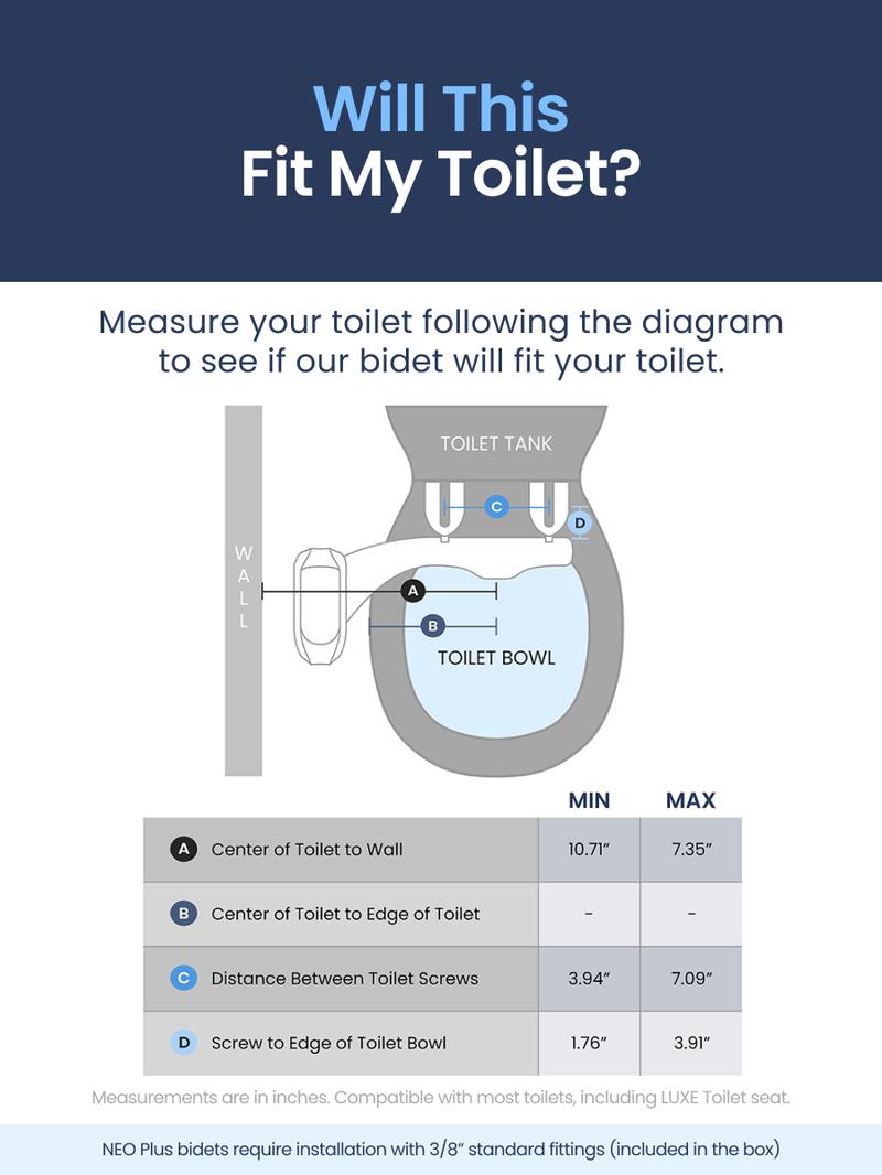 LUXE Bidet NEO 120 Plus - Rear Wash Only, Bidet Attachment for Toilet Seat, Easy Slide-in Install, Patented 360° Self-Clean, and Flip Feature