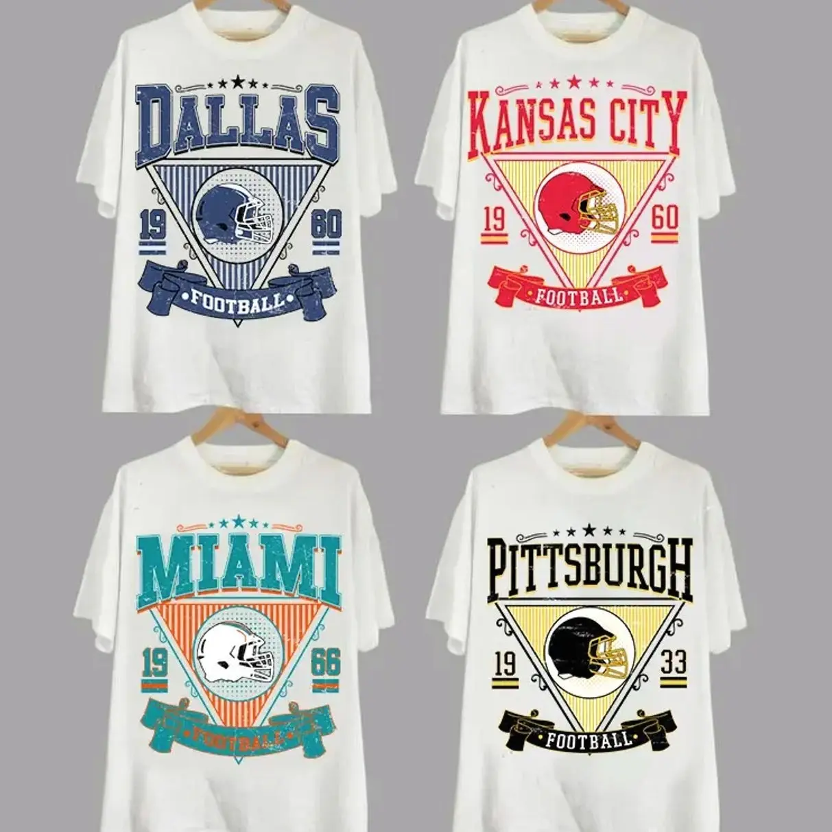 All 32 Teams Vintage Football Fan T-Shirt Collection White Edition Classic Sports Apparel for Every Football City Unisex Top 100% Cotton Tee VYC