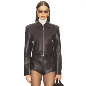 Camila Coelho Elia Leather Jacket in Espresso